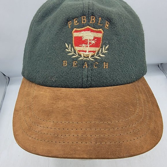 Pebble Beach Travaux Green Brown Hat Cap Adjustable Golf Outdoors Casual - Picture 5 of 8